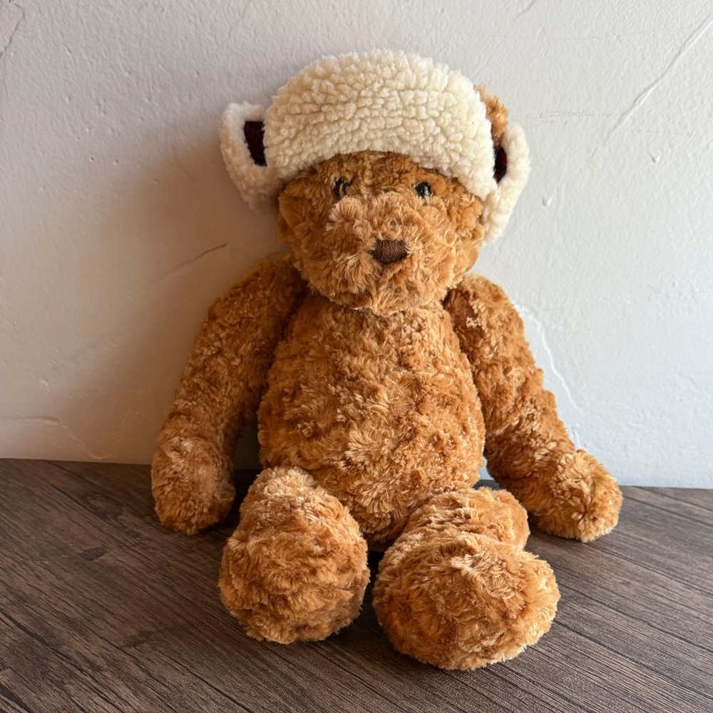 Eddie Bauer Plush Brown Teddy Bear with Cream Sherpa Hat